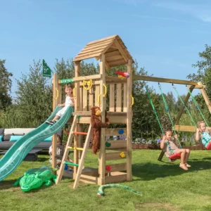 Jungle Safari Wooden climbing frame with double swing - Kidsland